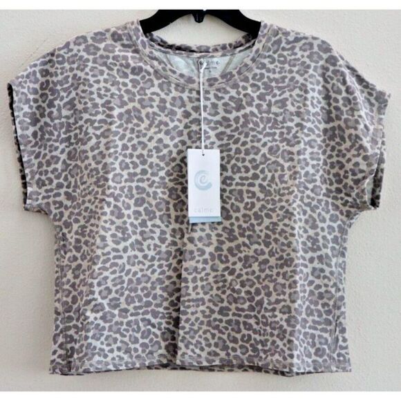 Calme x Johnny Was Women's Sz S Animal Print Boxy Crew Neck Shirt Blouse $68 - Picture 1 of 6